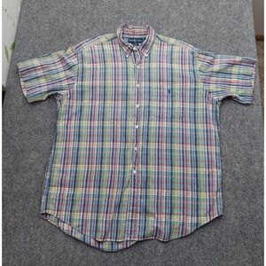 Ralph Lauren Shirt Mens Xl Colorful Plaid Blake Short Sleeve Button Down Madras